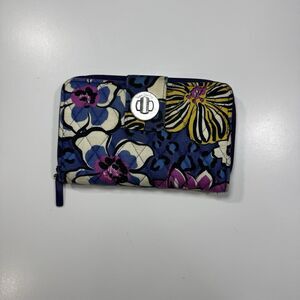 Vera Bradley Women's Cotton Zipper Inner Pocket Turnlock Purple Wristlet Wallet